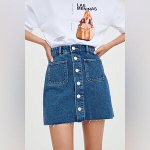 ZARA | High Waist Denim Skirt